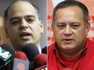 El ministro de Comunicación de Venezuela, Andrés Izarra, y el presidente de la Asamblea Nacional, Diosdado Cabello