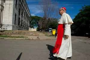 El Cardenal Jaime Ortega durante la peregrinacion de la Virgen de la Caridad del Cobre.