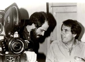 León Ichaso y Orlandso Jiménez-Leal durante el rodaje de El Súper, en 1978.