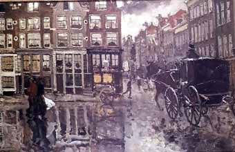 Esquina de Leidsche Square, Amsterdam. Pintura de George Hendrik Breitner (1857-1923)