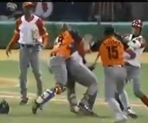 Suspenden a dos peloteros y un árbitro por trifulca en partido de béisbol